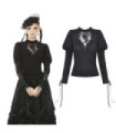 Chemises gothiques vintage pour femmes en dentelle florale transparente