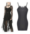 Vestido ajustado de encaje negro para mujer（sin capa de encaje incluida)