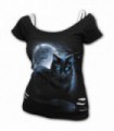 MYSTICAL MOONLIGHT - 2in1 White Ripped Top Black (Plain)
