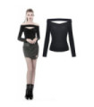 Women's Punk Off-shoulder Hollowed Chest T-shirts With Lace-up Back