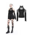 Mujeres Punk Off Shoulder Mesh Splice Shirt