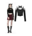 Women's Punk Off Shoulder Mesh Splice Crop Top