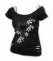PURE OF HEART - 2in1 White Ripped Top Black (Plain)