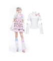 Chemise Lolita à col roulé et nœud de perles pour femmes avec manches superposées