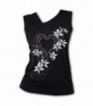 PURE OF HEART - Gathered Shoulder Slant Vest Black (Plain)