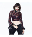 Top gothique en dentelle rouge et noir pour femmes