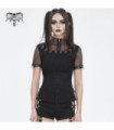 Women's Punk Mesh Rings Short Sleeved Mesh Top