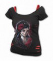 DAY OF THE DEAD - 2in1 Red Ripped Top Black (Plain)