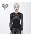 Mujeres góticas Pentagram Lacing Sheer Mesh Tops