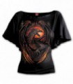 DRAGON FURNACE - Boat Neck Bat Sleeve Top Black (Plain)