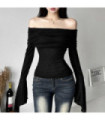 Camisa con mangas acampanadas y hombros descubiertos Punk para mujer