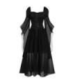 Robe de sorcière gothique à lacets de couleur contrastée pour femmes