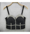 Bustier gothique à strass pour femmes