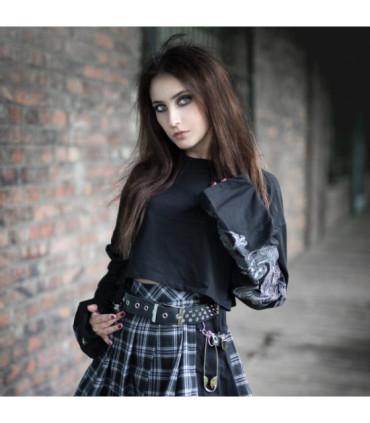 Women's Gothic Chinese Style Dragon Printed Long Sleeved Tee