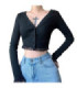 Cardigan ajusté à ourlet en dentelle Grunge pour femmes