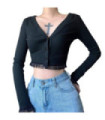 Cardigan ajusté à ourlet en dentelle Grunge pour femmes