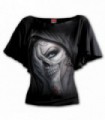 DEAD HAND - Funda de manga murciélago con cuello barco negro (sólido)
