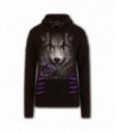 WOLF ROSES - Large Hood Ripped Hoody Purple-Black (Plain)