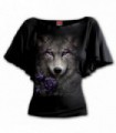 WOLF ROSES - Boat Neck Bat Sleeve Top Black (Plain)