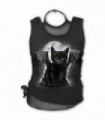 BAT CAT - 2in1 Neck Tie Mesh Top Black (Plain)