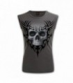 SOLEMN SKULL - Sleeveless T-Shirt Charcoal (Plain)