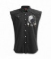 WOLF CHI - Camisa de trabajo negra lavada sin mangas (uni)
