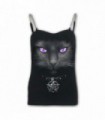 BLACK CAT - Top camisero negro con cadena ajustable (liso)