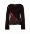 GOTHIC ELEGANCE - Camiseta gótica con mangas y pañuelo rosa sangre (liso)