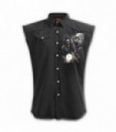 EGLISE DE NUIT - Camisa de trabajo negra lavada sin mangas (Normal)