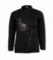 SKULLS N' ROSES - Blouson de motard à fermeture éclair inclinée pour femme noir (uni)