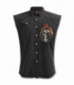 ACE REAPER - Camisa de trabajo negra lavada sin mangas (uni)