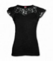 GOTHIC ELEGANCE - Top negro de encaje con mangas a capas