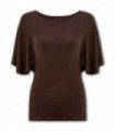 GOTHIC ELEGANCE - Boat Neck Bat Sleeve Top Chocolate (Plain)