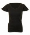 MODA URBANA - Camiseta con cuello en V y mangas casquillo Negro (uni)