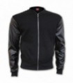 URBAN FASHION - Bomber Jacket with PU Leather Sleeves (Plain)