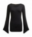 GOTHIC ELEGANCE - V Neck Goth Sleeve Top Black (Plain)