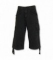METAL STREETWEAR - Shorts cargo negros 3/4 largos vintage (color sólido)