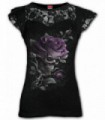 SKULL ROSE - Lace Layered Cap Sleeve Top Black