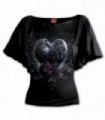 RAVEN HEART - Top col bateau manches chauve-souris noir (uni)