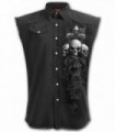 SKULL SCROLL - Sleeveless Stone Washed Worker Black (Plain)